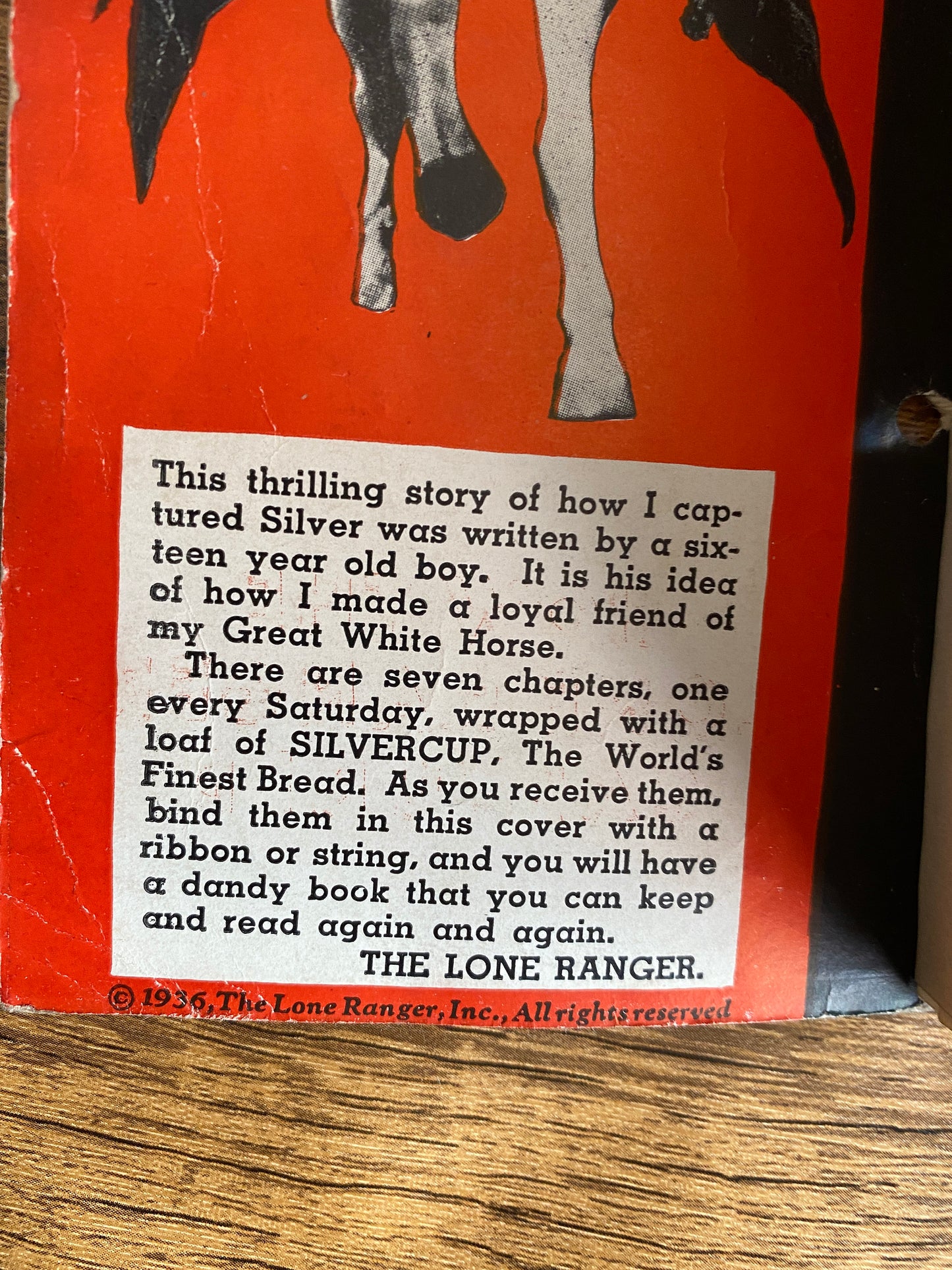 1936 "How The Lone Ranger Captured Silver" FULL Story Booklet, Silvercup Bread Advertisement